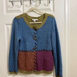 Christopher & Banks Colorblock Cabincore Cardigan Sweater Vintage Aesthetic